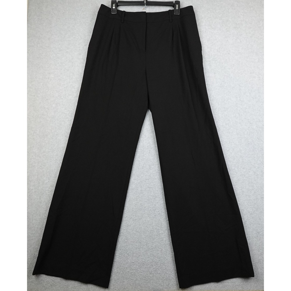 Calvin Klein Wide Leg Pants Womens 12 Black Straight Office Career Stretch